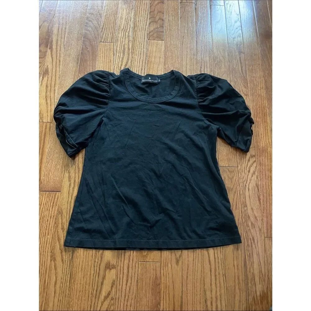 Pomander Place Tuckernuck Black Balloon Sleeve Blouse Sz XS